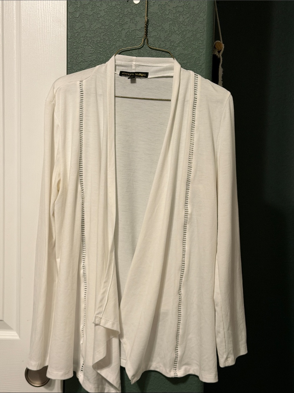 always indigo White Open-Front Drape Cardigan